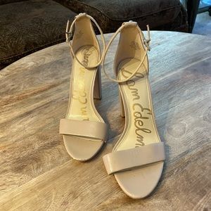 Sam Edelman Nude Leather Ankle Strap Sandal Heel